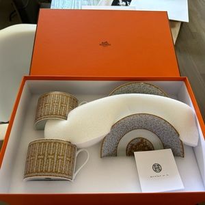 (SOLD) Hermes Mosaique au 24 gold breakfast cup and saucer set